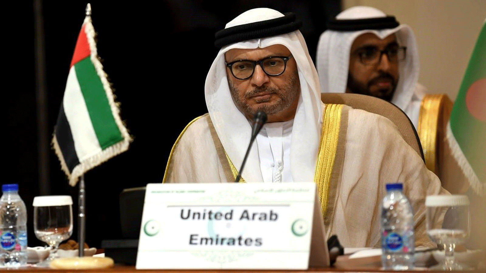 المستشار الدبلوماسي لرئيس الإمارات د. أنور قرقاش في جدة بتاريخ 17 تموز/يوليو 2019 حين كان وزير الدولة للشؤون الخارجية آنذاك