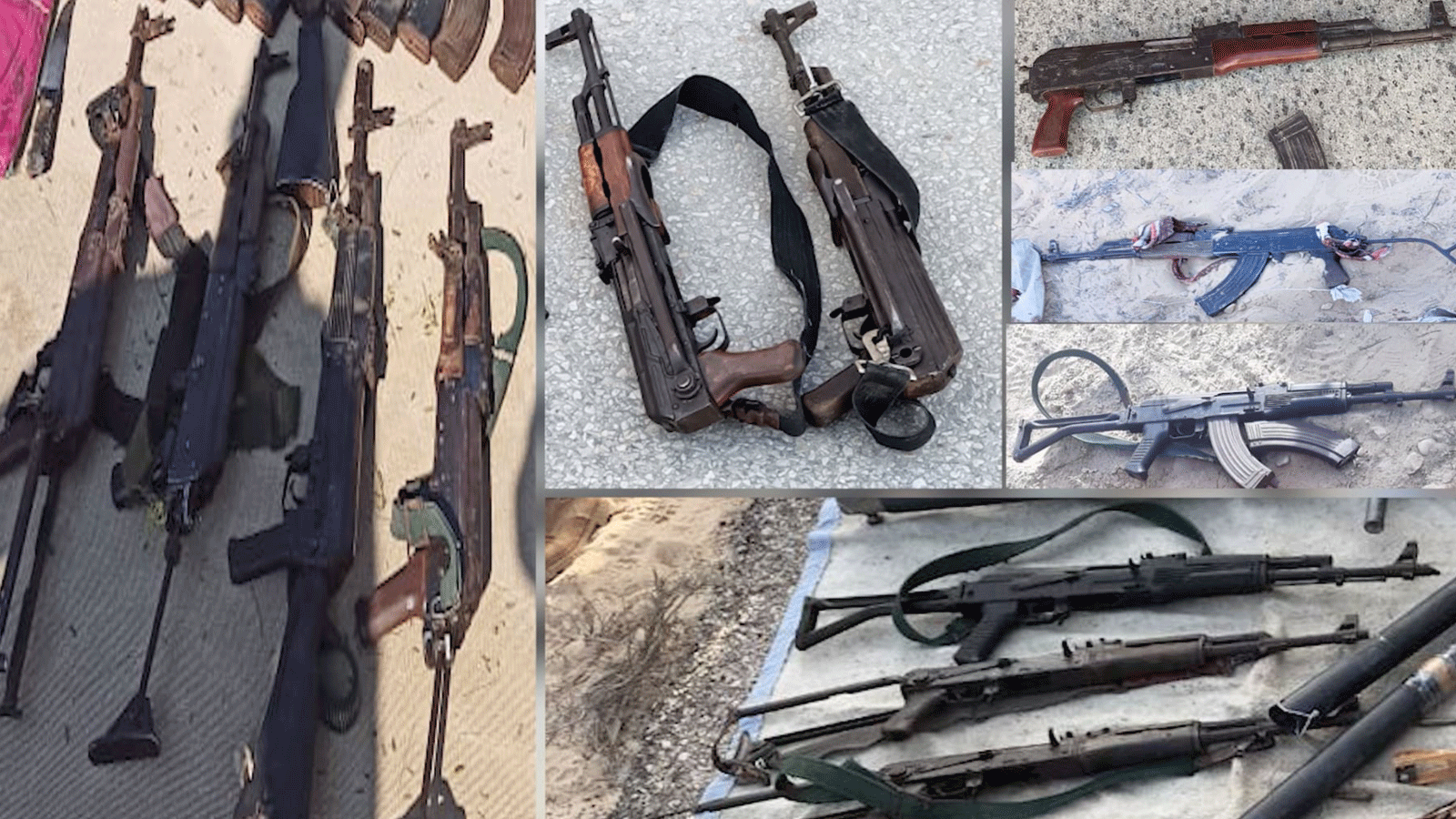 صورة لأسلحة مصادرة من قبل الجيش المصري نشرتها الصفحة الرسمية للمتحدث العسكري للقوات المسلحة على 