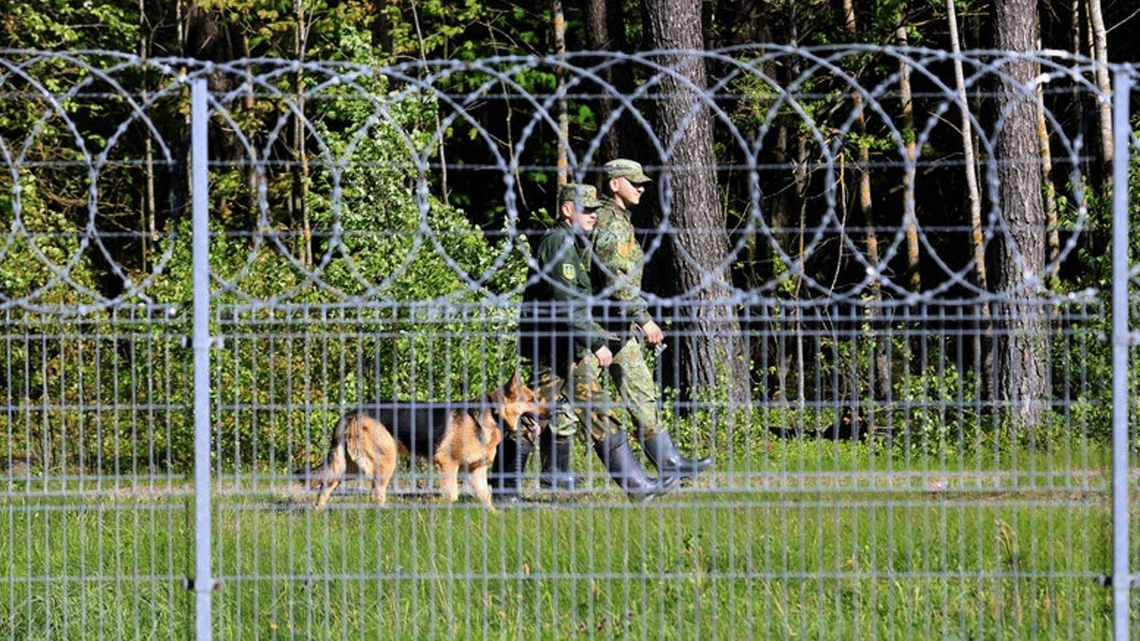 حرس الحدود البيلاروسي في دورية قرب الحدود مع ليتوانيا في 23 أيار/مايو 2021