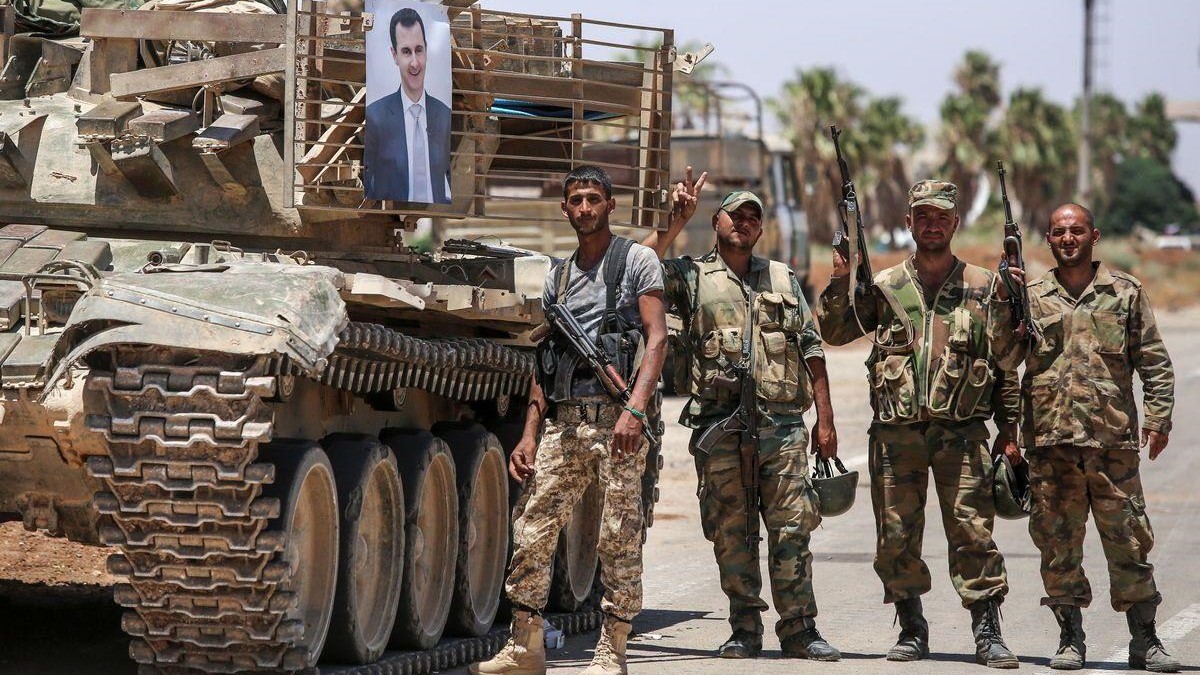 صورة من الأرشلف لجنود تابعين للنظام السوري في درعا في 7 يوليو 2018 