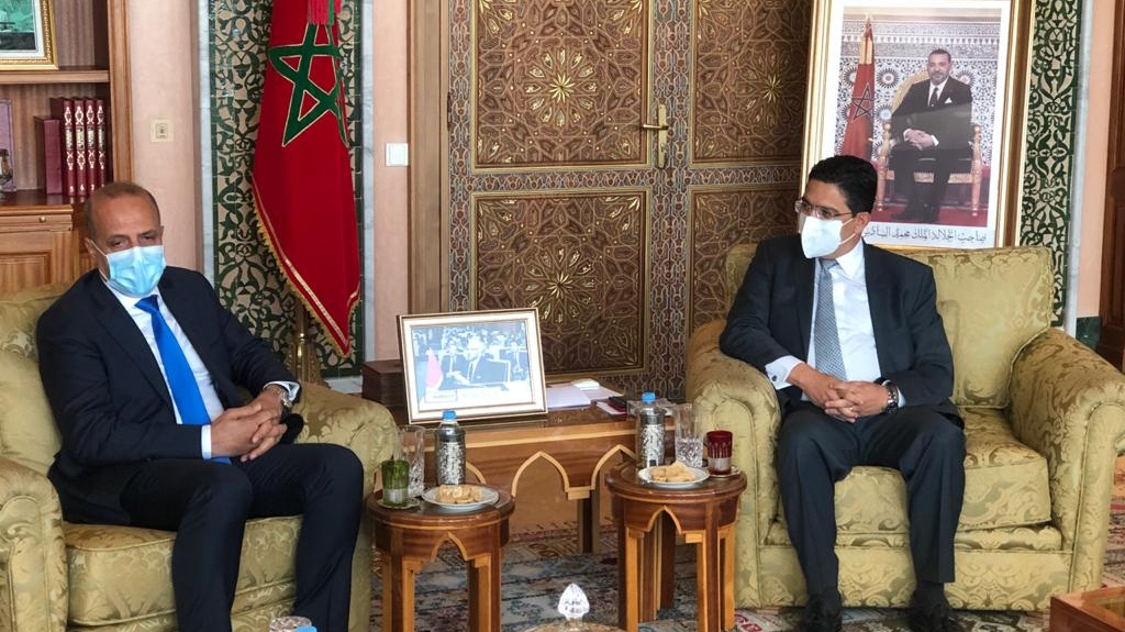 بوريطة لدى لقائه مع نائب رئيس المجلس الرئاسي الليبي عبد الله اللافي في الرباط اليوم 