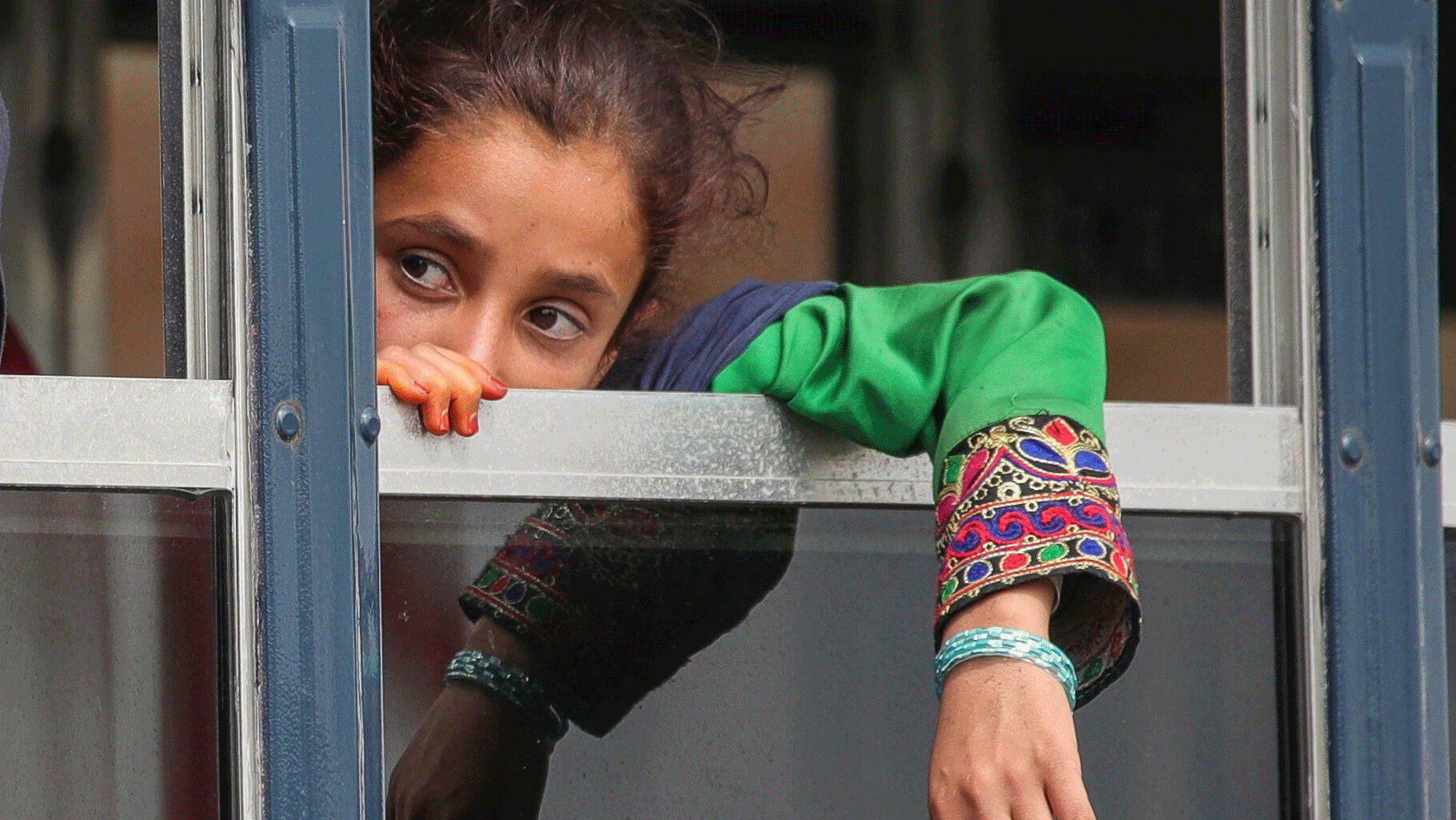  لاجئة أفغانية شابة في قاعدة رامشتاين الأميركية في ألمانيا في 26 آب/أغسطس 2021