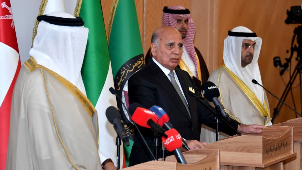 وزير الخارجية العراقي فؤاد حسين في الاجتماع المشترك لمجلس التعاون الخليجي في الرياض الخميس 16 أيلول سبتمبر 2021 (اعلام الخارجية)