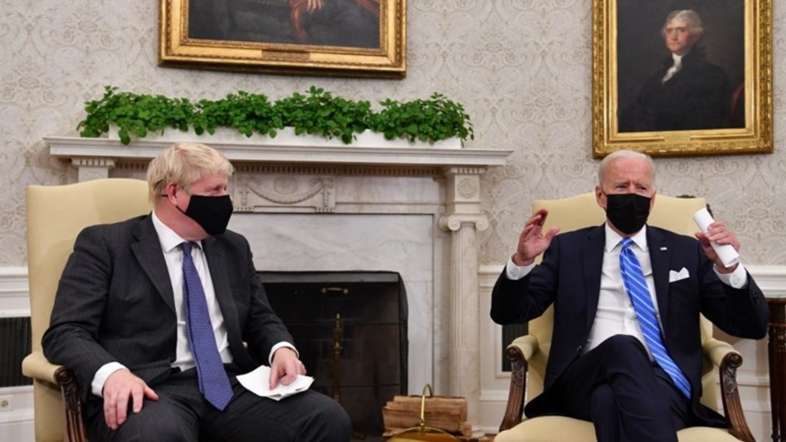 الرئيس الأميركي جو بايدن استقبل رئيس الوزراء البريطاني بوريس جونسون في البيت الأبيض. بتاريخ 22 أيلول/ سبتمبر 2021.