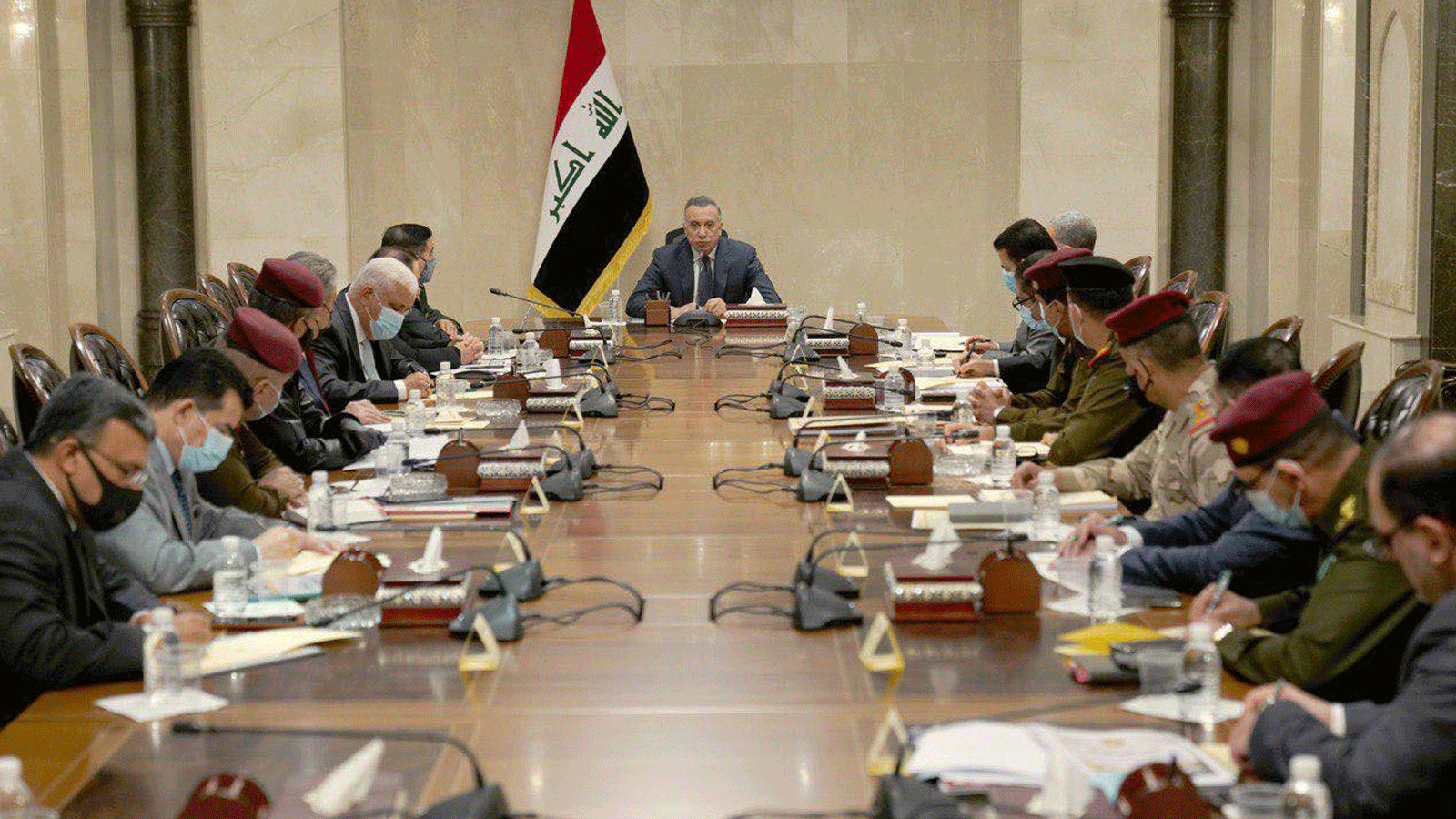 الكاظمي مترئساً اجتماع المجلس الوزاري للامن الوطني. الأربعاء 20 تشرين الأول/ أكتوبر (رئاسة الحكومة)