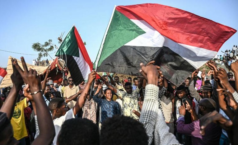 جانب من المظاهرت الاحتجاجية على الانقلاب العسكري في السودان - أ ف ب 