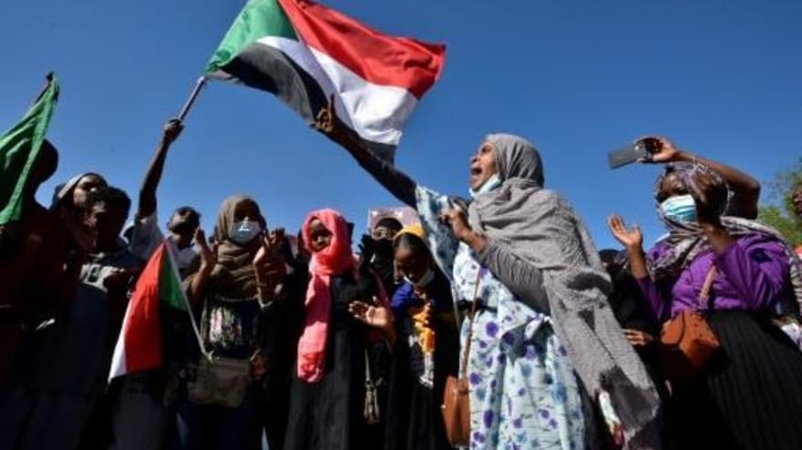  متظاهرون سودانيون في جنوب الخرطوم بتاريخ 25 نوفمبر 2021