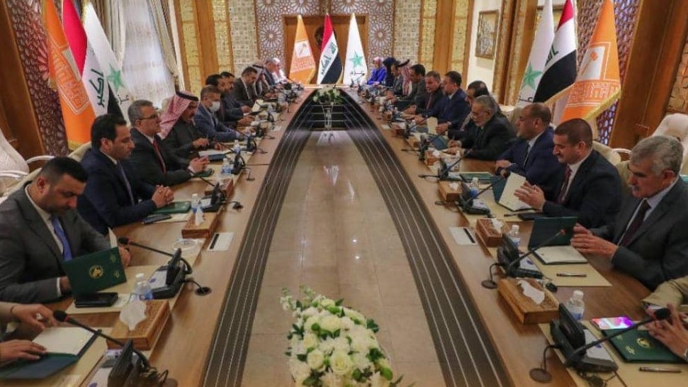 الاجتماع المشترك الموسع بين تحالفي تقدم وعزم في بغداد الثلاثاء 14 ديسمبر كانون الاول 2021 