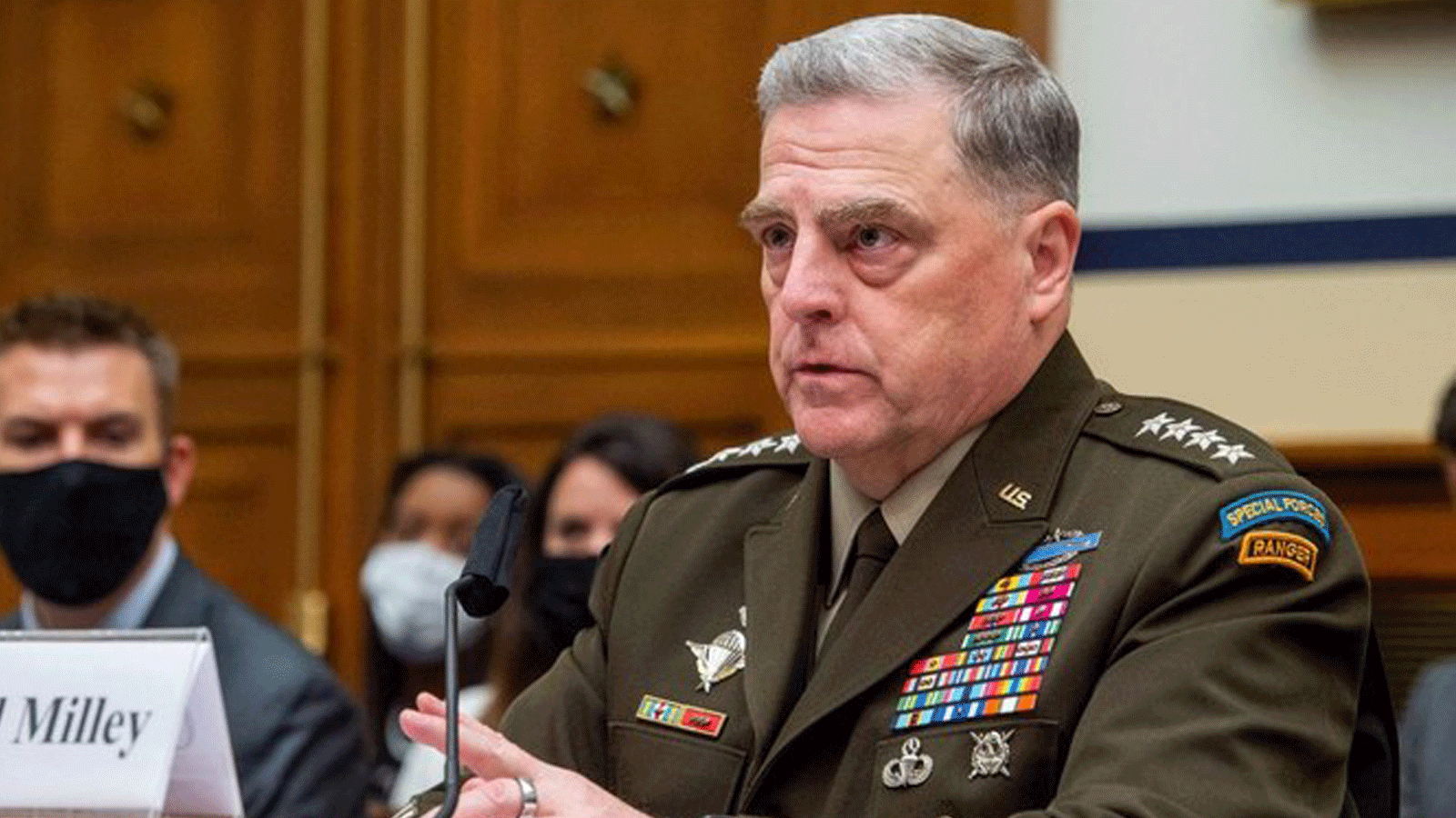 الجنرال بالجيش الأمريكي مارك إيه ميلي، رئيس هيئة الأركان المشتركة يرد على أسئلة خلال جلسة استماع للجنة القوات المسلحة بمجلس النواب بشأن انتهاء العمليات العسكرية في أفغانستان في مبنى الكابيتول هيل