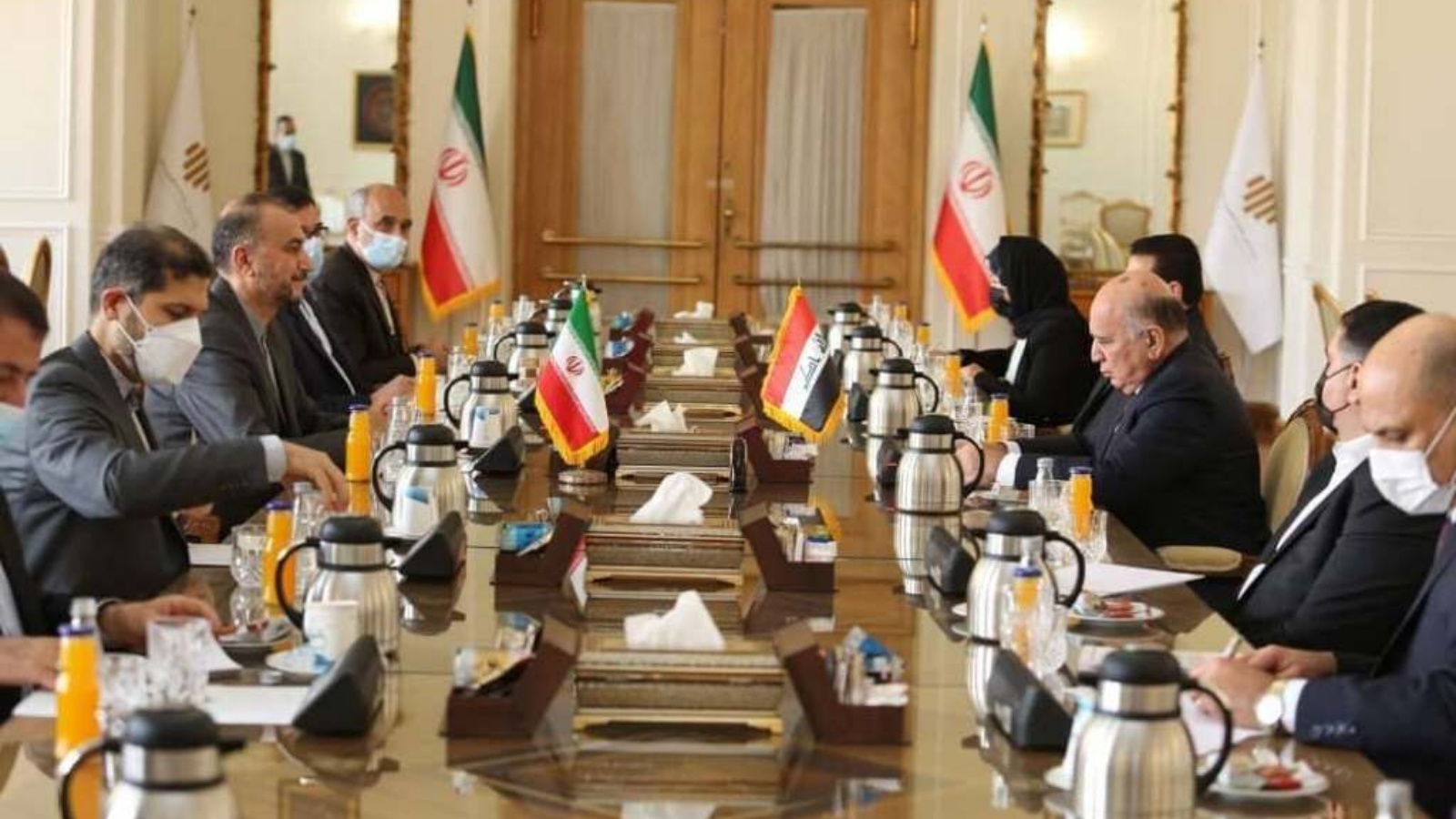 المباحثات العراقية الإيرانية في طهران برئاسة وزيري خارجية البلدين في 24 كانون الأول/ ديسمبر 2021 (إيرنا)