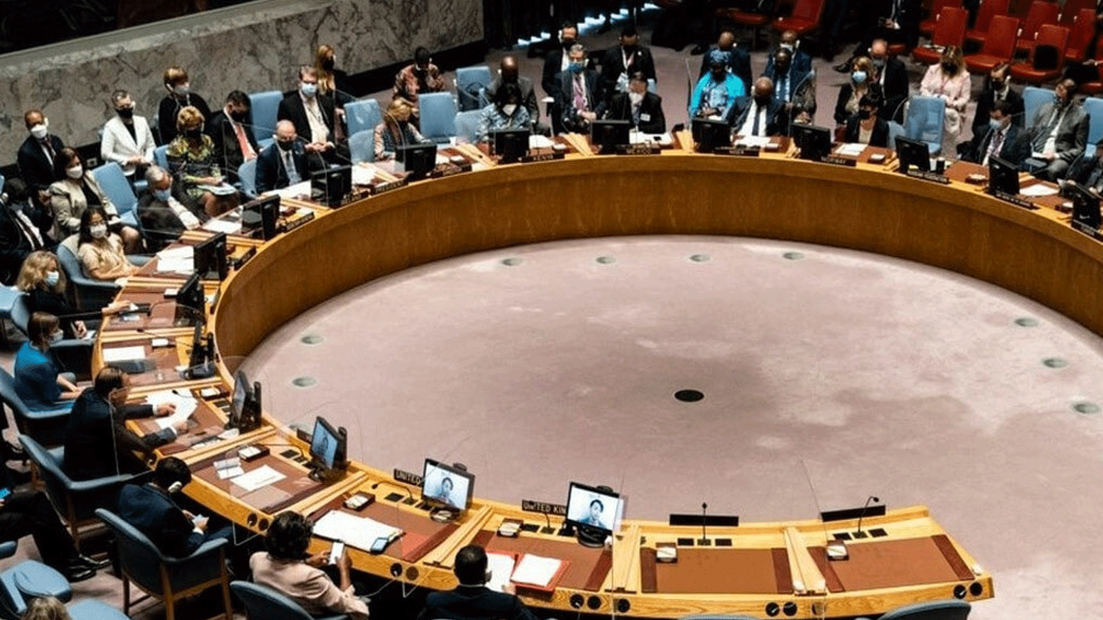 لقطة من اجتماع للاعضاء الدائمين في مجلس الأمن