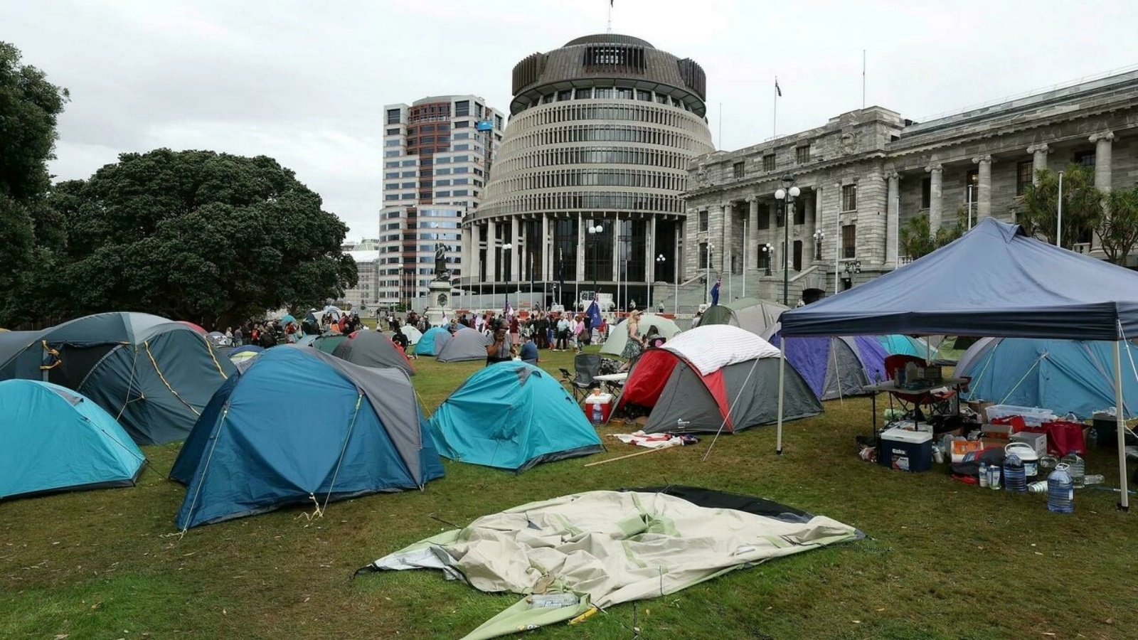  خيم مؤقتة نصبت أمام البرلمان في نيوزيلندا أطلق عليها السكان اسم 