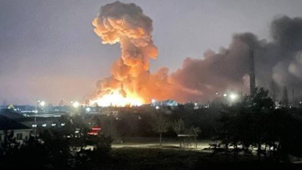 انفجار صاروخ في كييف فجر الخميس 24 فبراير 2022 مع بداية التوغل الروسي في الأراضي الأوكرانية