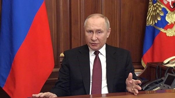 الرئيس الروسي فلاديمير بوتين معلنًا بدء العمليات العسكرية في أوكرانيا في 24 فبراير 2022