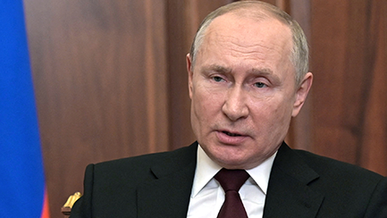 الرئيس الروسي فلاديمير بوتين يتحدث خلال خطابه للأمة في الكرملين في موسكو في 21 فبراير 2022