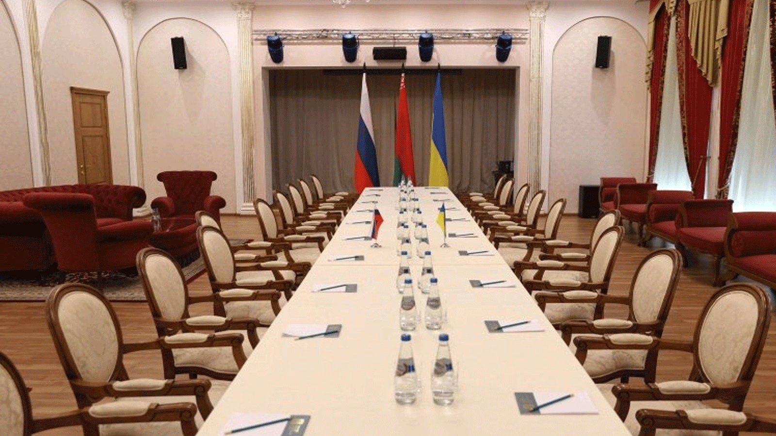 صورة للمكان الذي يستضيف المحادثات بين وفود من أوكرانيا وروسيا، منطقة غوميل، بيلاروسيا، 28 شباط\ فبراير 2022. 