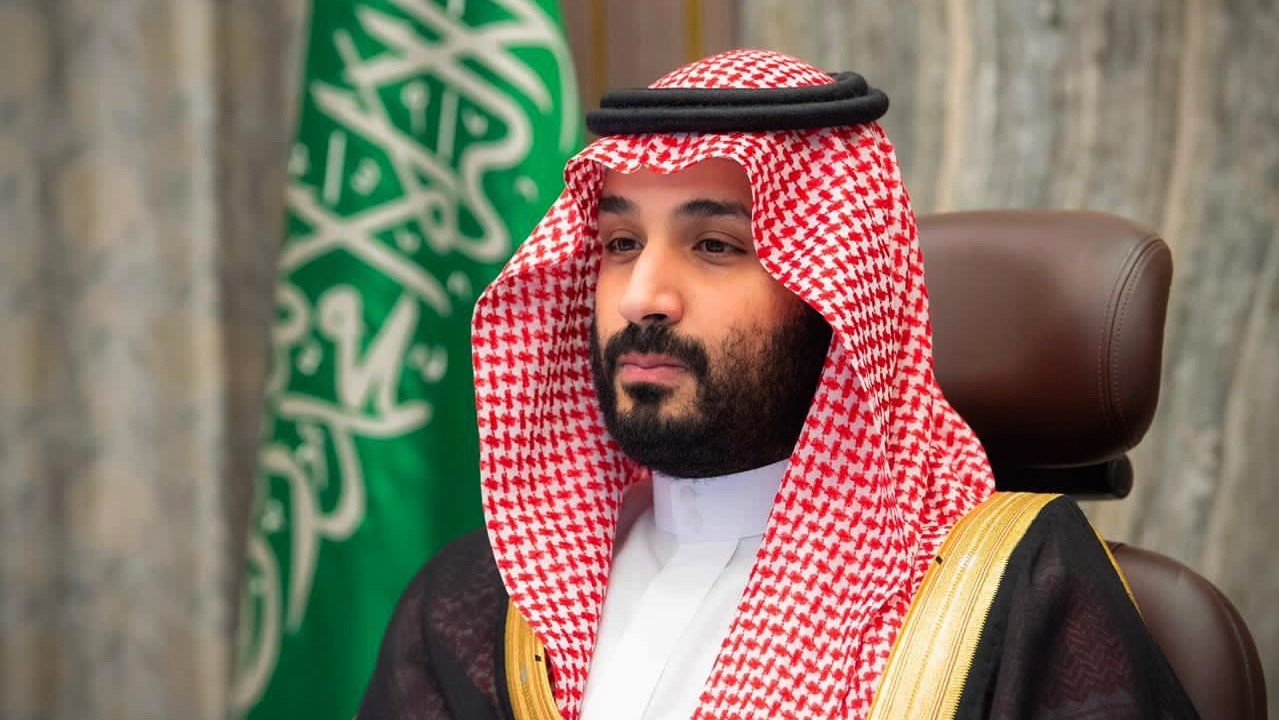 الأمير محمد بن سلمان خلال حضوره اجتماعا عبر الفيديو لمجلس الشورى في العاصمة الرياض في 12 نوفمبر 2020