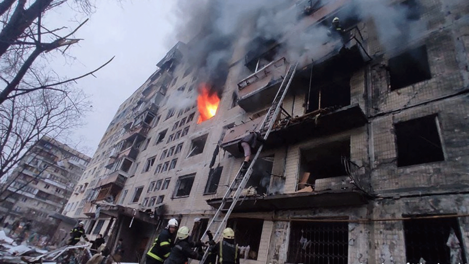 لقطة من أجواء القصف على كييف
