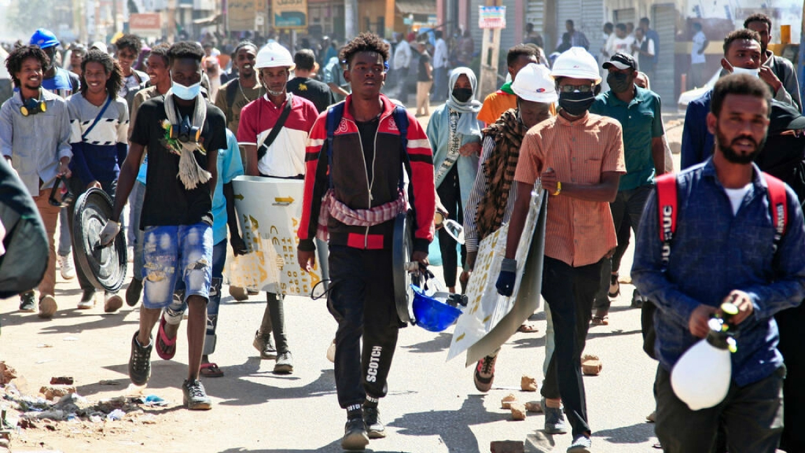 متظاهرون مناهضون للانقلاب في الخرطوم بتاريخ 7 فبراير 2022