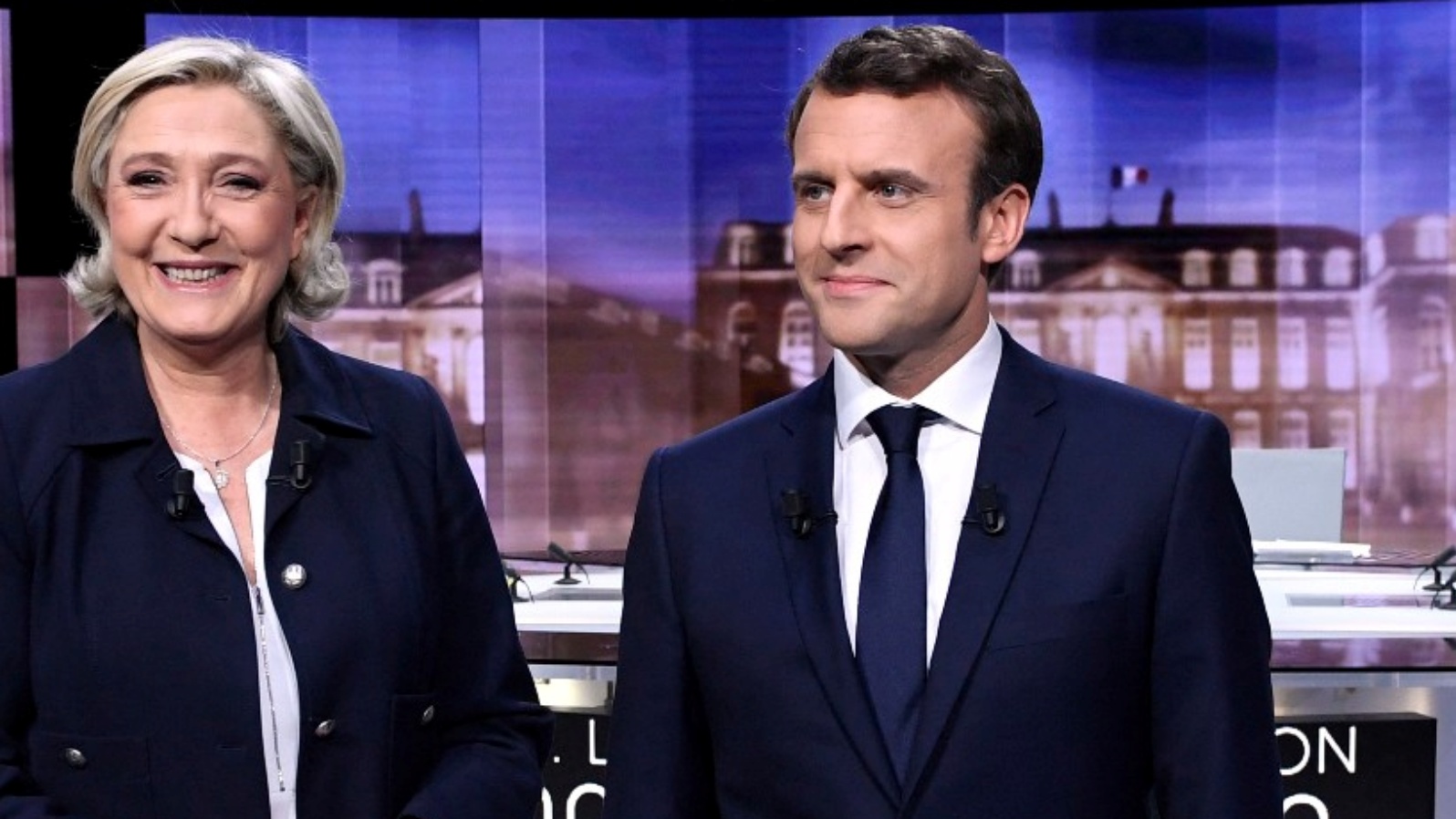 الرئيس الفرنسي المنتهية ولايته إيمانويل ماكرون ومرشحة اليمين المتطرف مارين لوبن