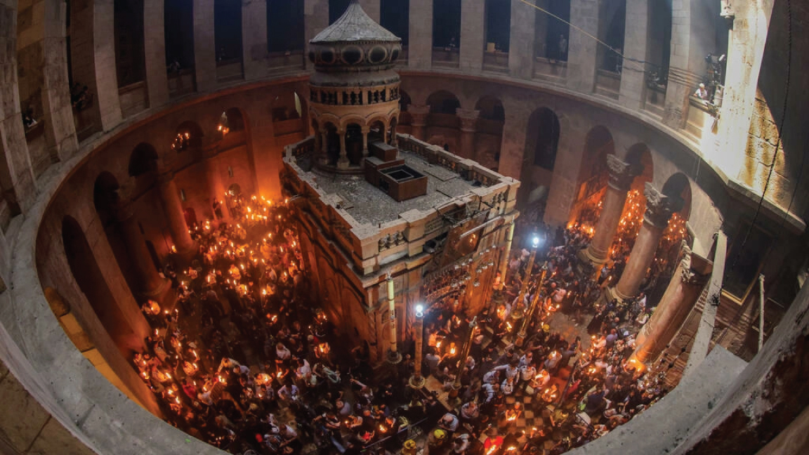 كنيسة القيامة في القدس خلال عيد أرثوذكسي في الأول من مايو 2021