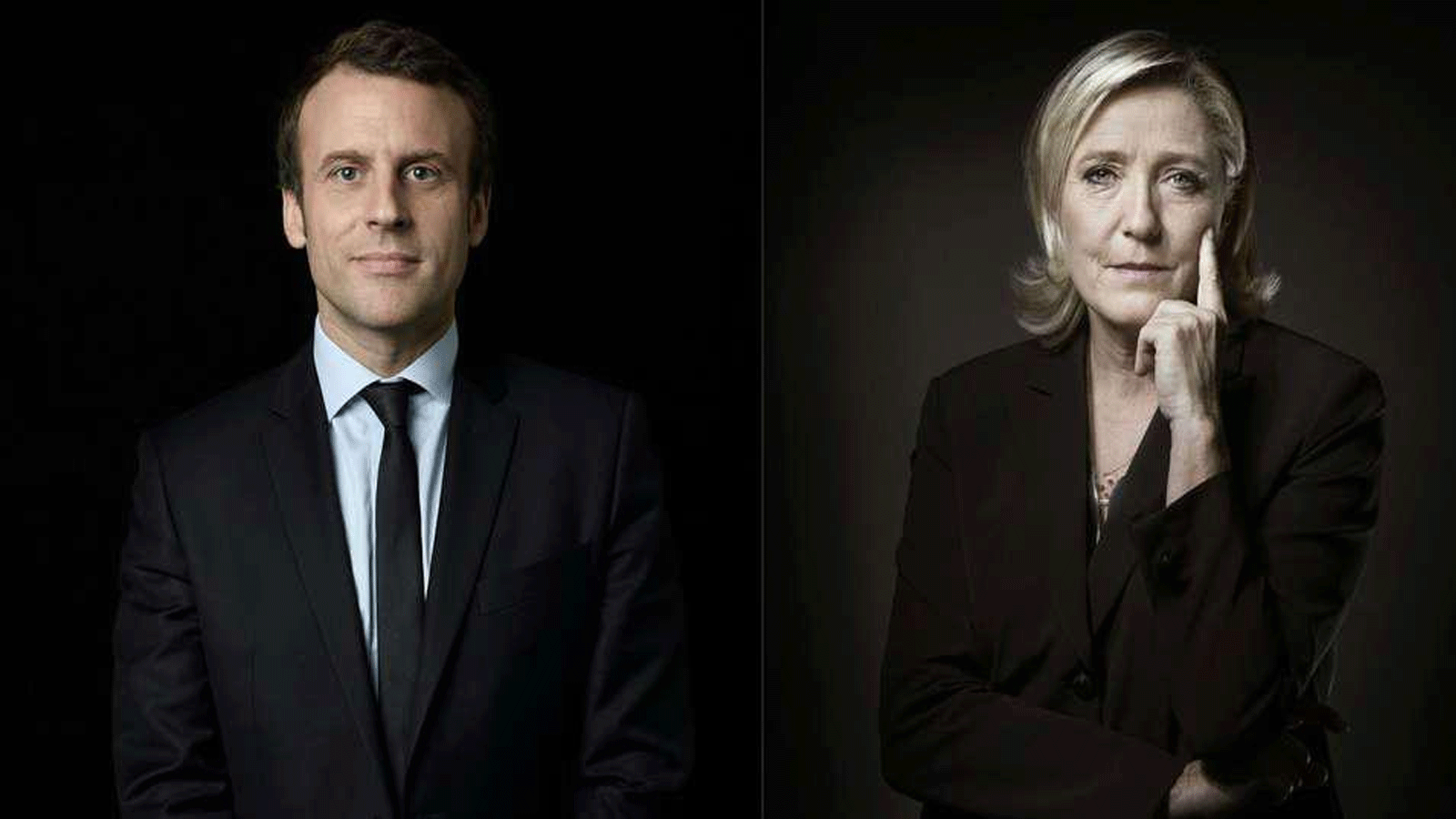 مرشحة اليمين المتطرف مارين لوبن والرئيس الفرنسي إيمانويل ماكرون 