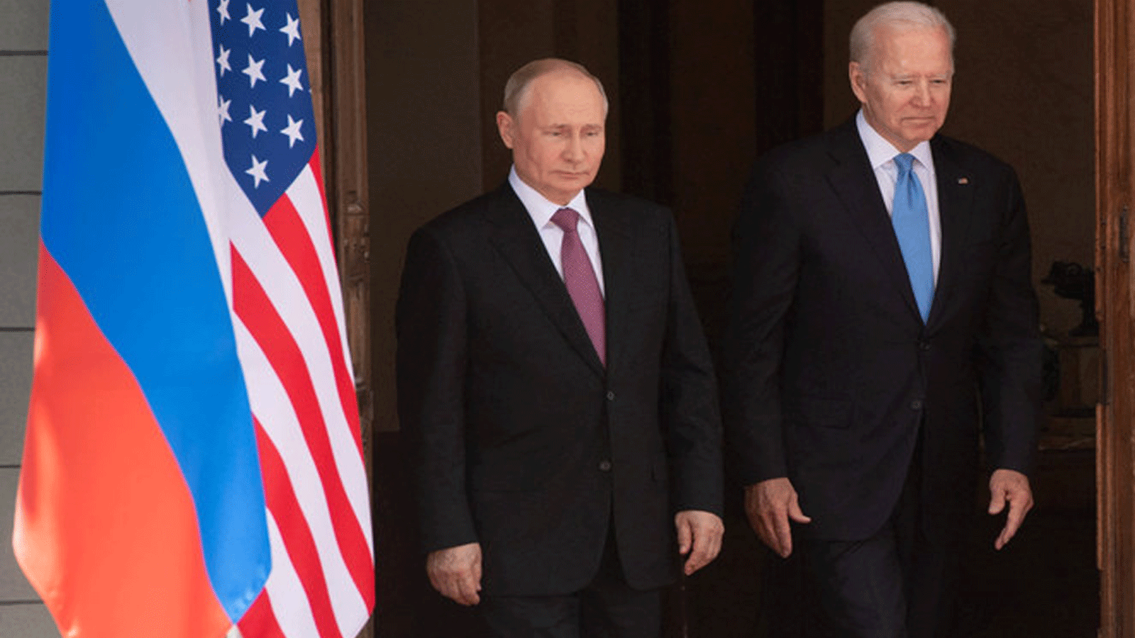 لقطة للرئيسين الأميركي والروسي جو بايدن وفلاديمير بوتين في 16 حزيران\ يونيو 2021 في جنيف