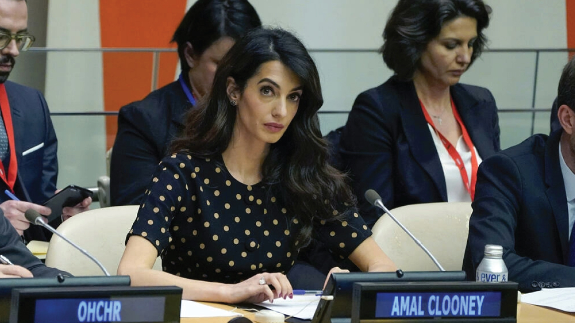 قالت المحامية اللبنانية البريطانية أمل كلوني في اجتماع غير رسمي للأمم المتحدة إنها تخشى 