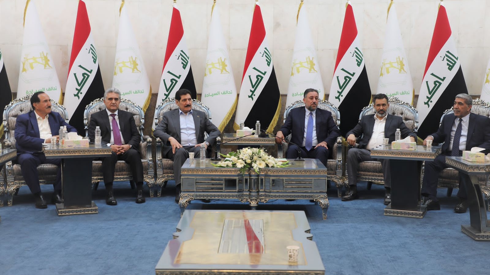 اجتماع قادة تحالف وطني الثلاثي في 25 مارس\ آذار الماضي لبحث التطورات السياسية في العراق (تويتر)