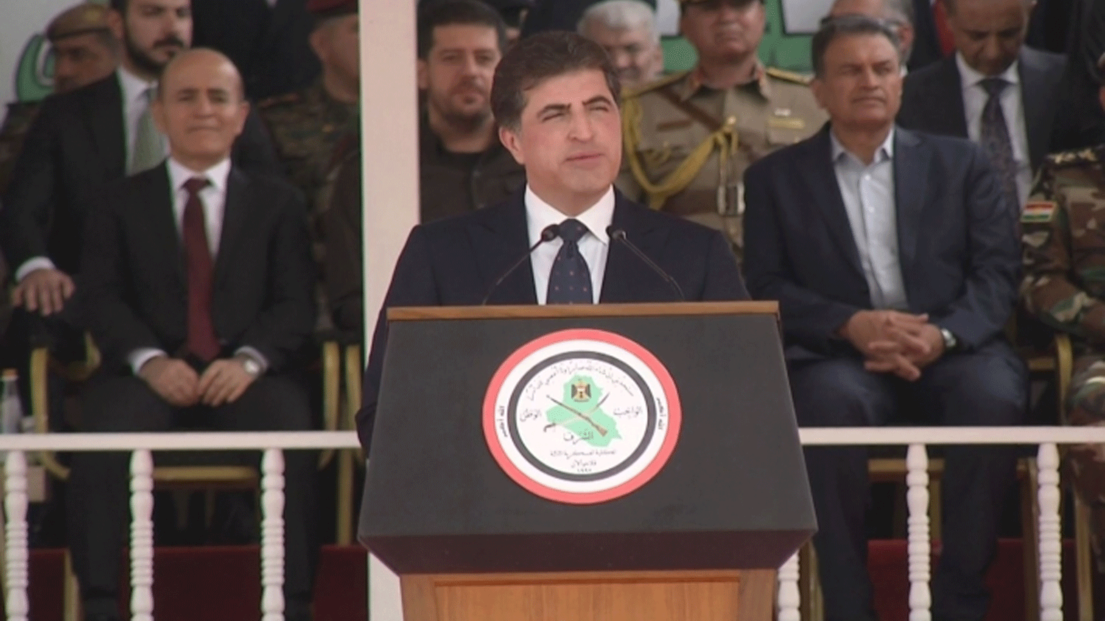 رئيس إقليم كردستان العراق متحدثاً في السليمانية الاحد 22 أيار\ مايو2022 عن الانسداد السياسي في البلاد وتوحيد البيت الكردي (تويتر)