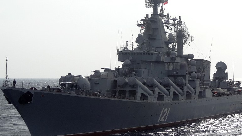 صورة من الأرشيف لسفينة حربية روسية