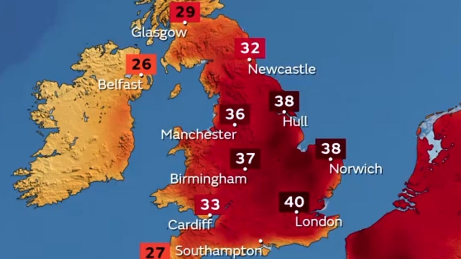 خريطة من مكتب الأرصاد الجوية البريطاني عن حالة الطقس المقبلة 