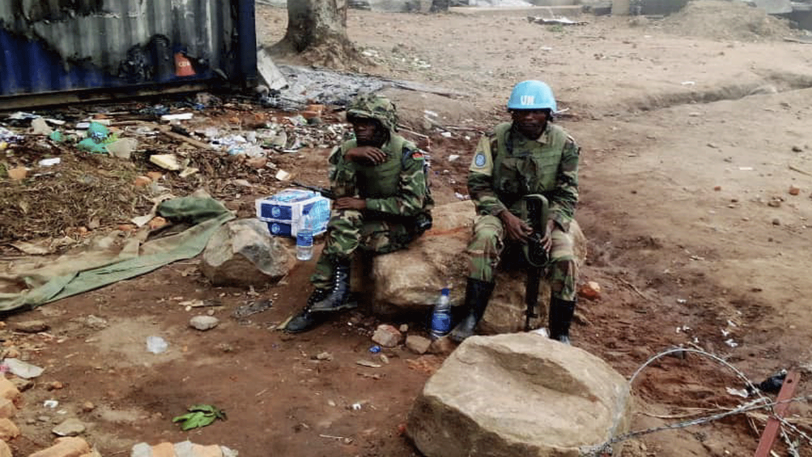 جنود من قوات حفظ السلام يجلسون في قاعدة تابعة للأمم المتحدة في بيني بجمهورية الكونغو الديمقراطية. 25 نوفمبر\ تشرين الثاني 2019