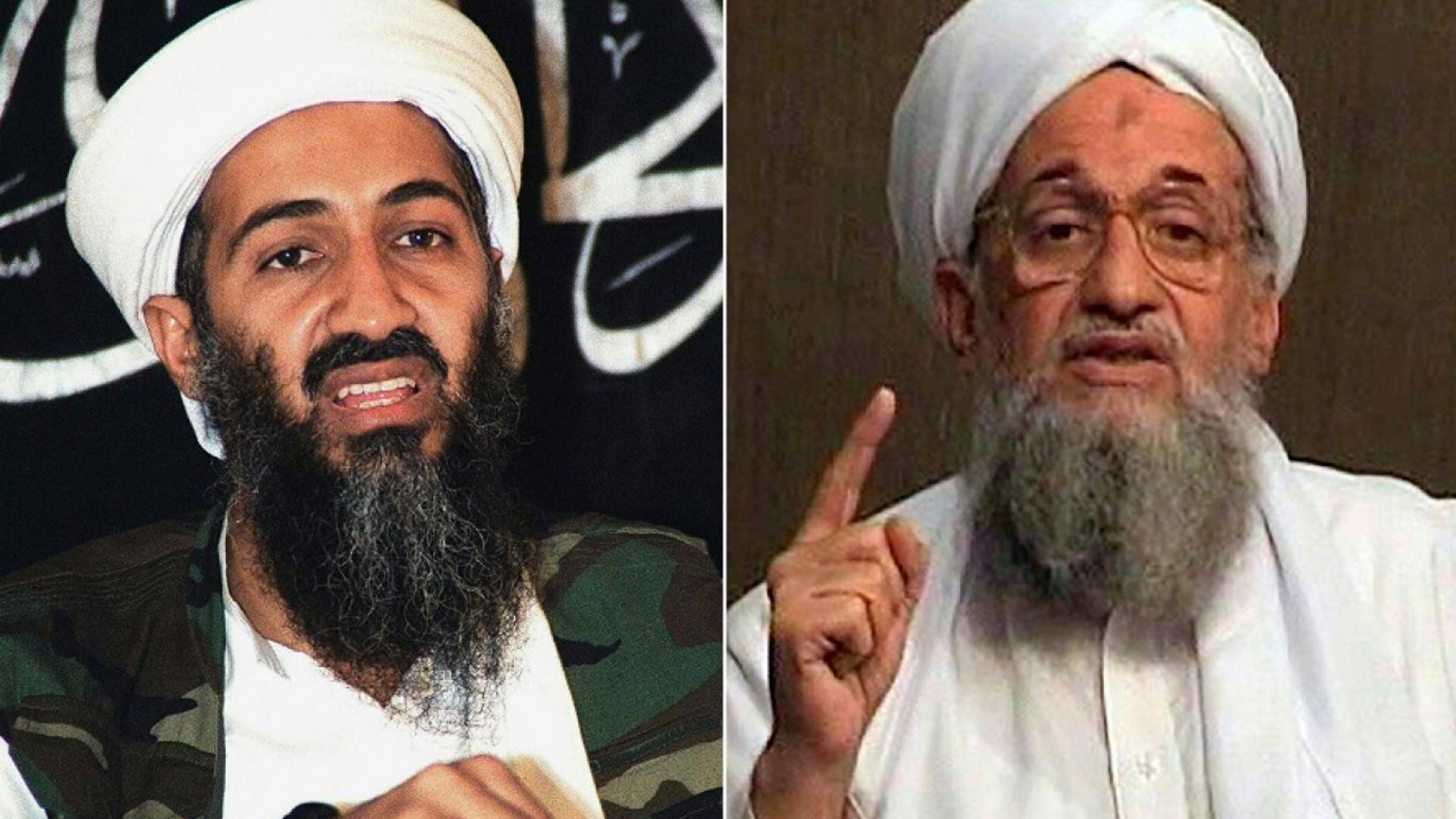 صورة مركبة تجمع أسامة بن لادن (إلى اليسار) وأيمن الظواهري