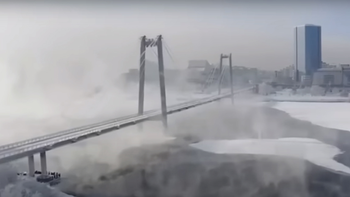 لقطة من الفيديو الذي نشرته غازبروم الروسية عن صقيع أوروبا الآتي