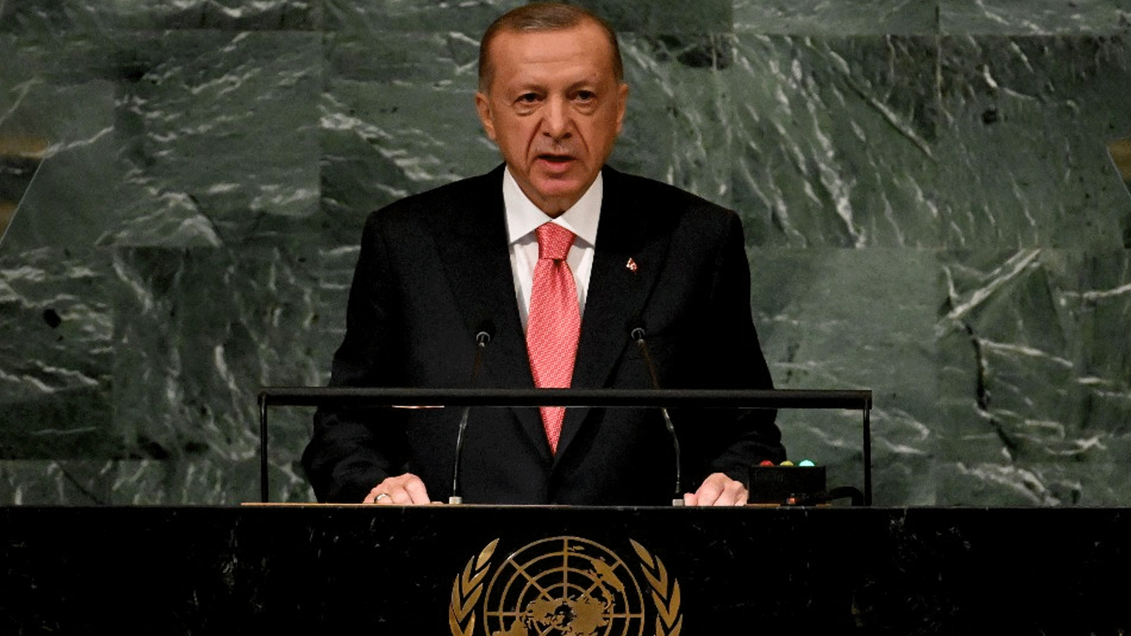 الرئيس التركي رجب طيب أردوغان متحدثاً في الجمعية العامة للأمم المتحدة