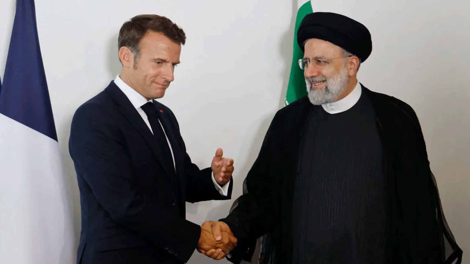 الرئيس الفرنسي إيمانويل ماكرون يعقد اجتماعاً ثنائياً مع الرئيس الإيراني إبراهيم رئيسي على هامش أعمال الدورة 77 للجمعية العامة للأمم المتحدة في مدينة نيويورك. 20 أيلول\ سبتمبر 2022