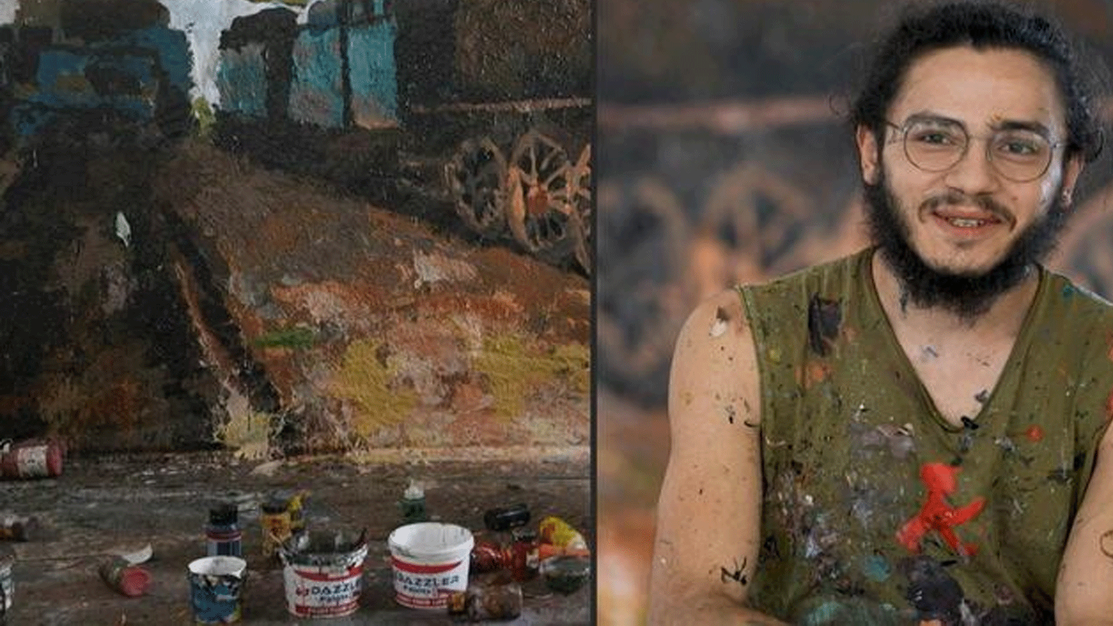 الطالب الرسام علي مرعي، 21 عامًا، لا يفكر بالهجرة