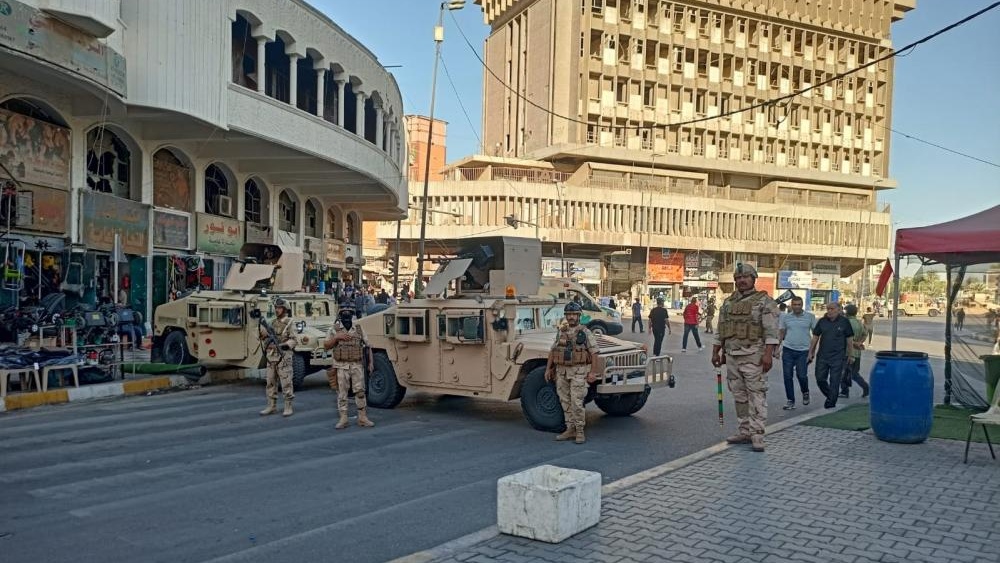 اغلاق شوارع في بغداد السبت الاول من اكتوبر 2020 تزامنا مع انطلاق قوى التغيير في احتجاجاتها (تويتر)