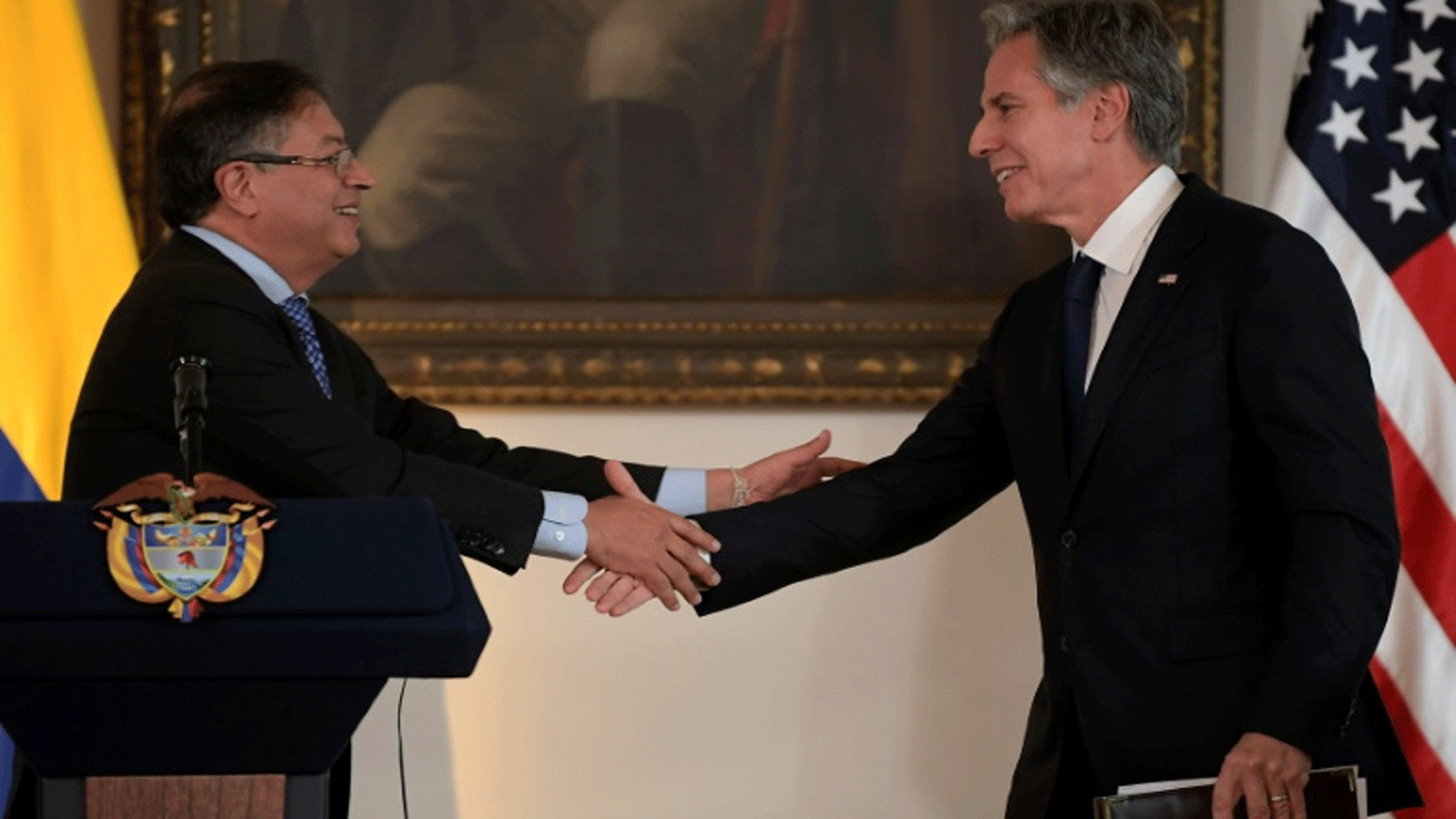  وزير الخارجية الأميركي أنتوني بلينكين مع الرئيس الكولومبي غوستافو بيترو في المحطة الأولى من جولته في أمريكا الجنوبية. 3 أكتوبر\ تشرين الأول 2022