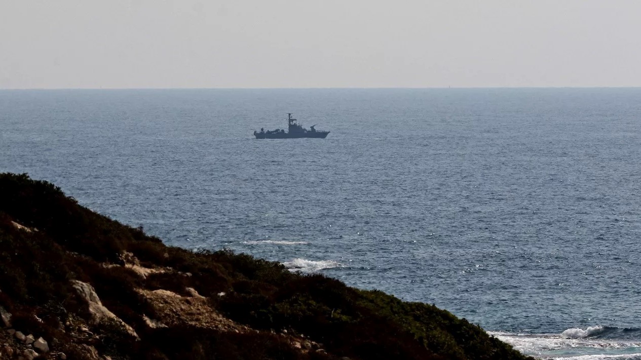 سفينة تابعة للبحرية الإسرائيلية تقوم بدوريات على الحدود البحرية بين إسرائيل ولبنان في البحر المتوسط، في 4 سبتمبر 2022