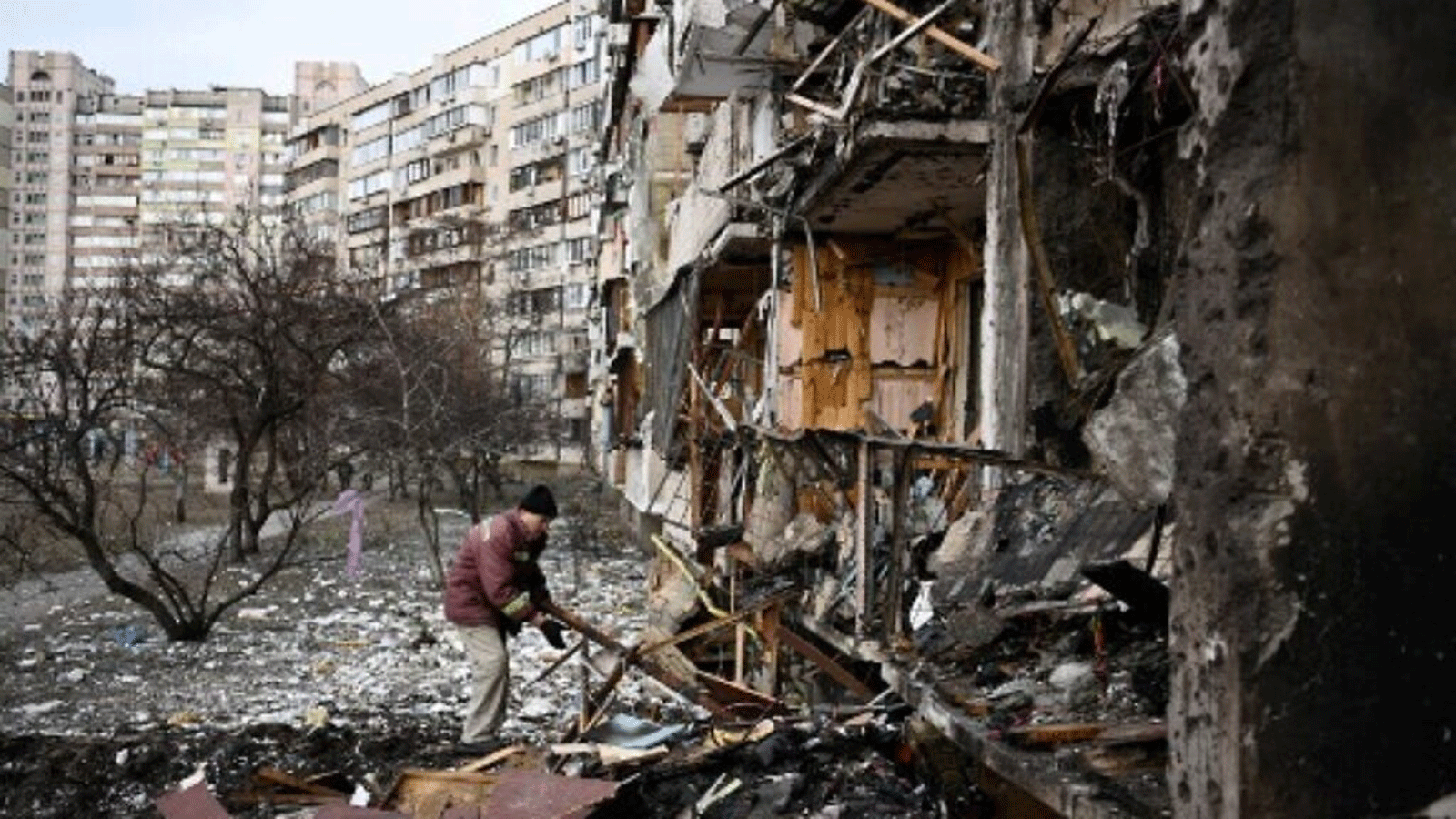 مخلفات القصف في العاصمة الأوكرانية كييف