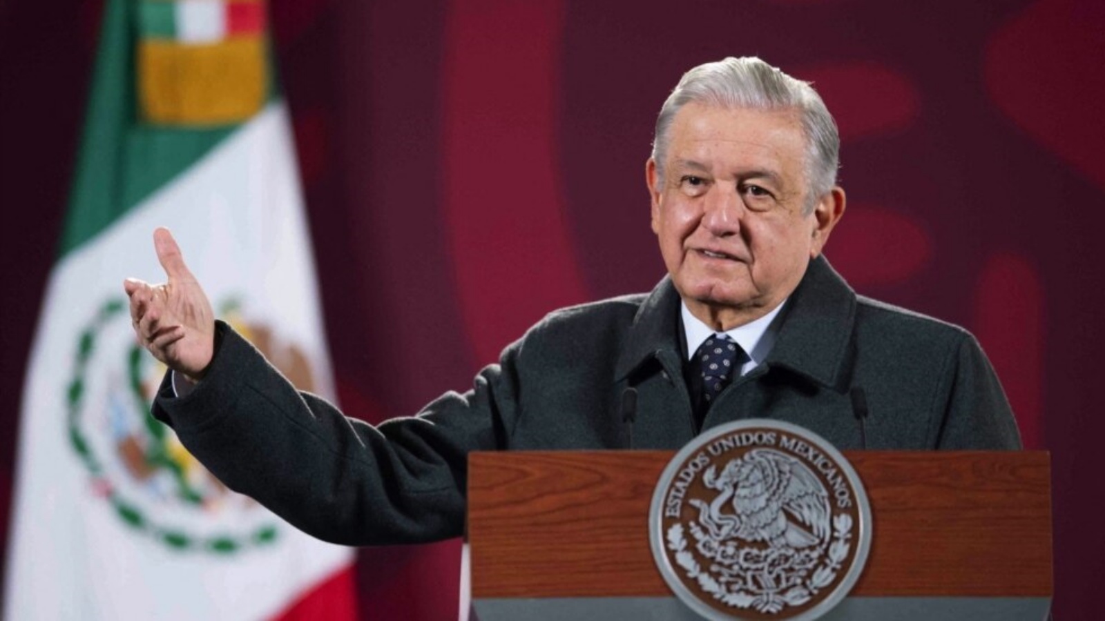الرئيس المكسيكي أندريس مانويل لوبيز أوبرادور في مؤتمر صحفي في بالاسيو ناسيونال، في مكسيكو سيتي، 17 يناير 2022