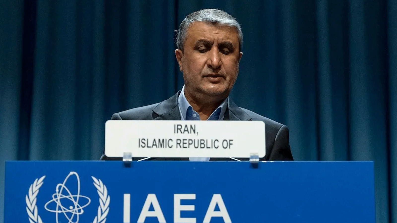 رئيس البرنامج النووي الإيراني محمد إسلامي يتحدث خلال المؤتمر العام للوكالة الدولية للطاقة الذرية في مقر الوكالة في فيينا، النمسا. في 26 أيلول\سبتمبر 2022.