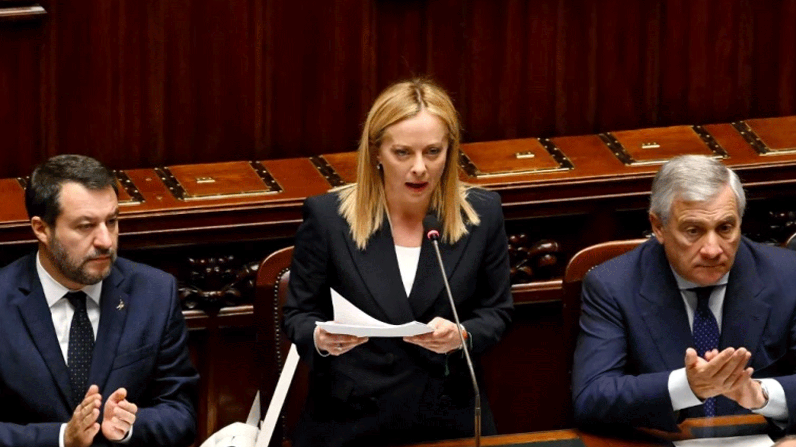 رئيسة وزراء إيطاليا جورجيا ميلوني تتحدث الى البرلمان