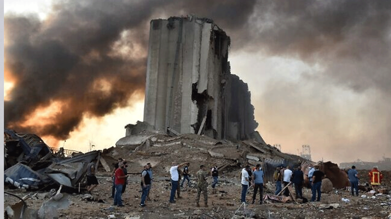 صومعة مدمرة في موقع انفجار مرفأ العاصمة اللبنانية بيروت. 4 آب\أغسطس 2020