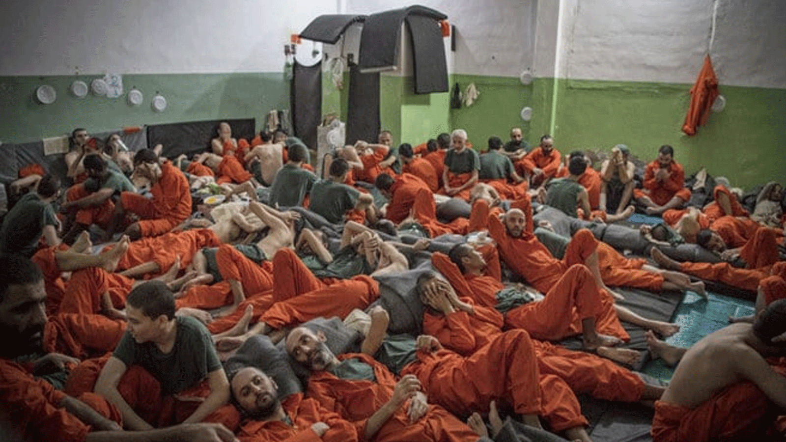 صورة أرشيفية للمساجين في زنزانة بسجن مدينة الحسكة شمال شرق سوريا