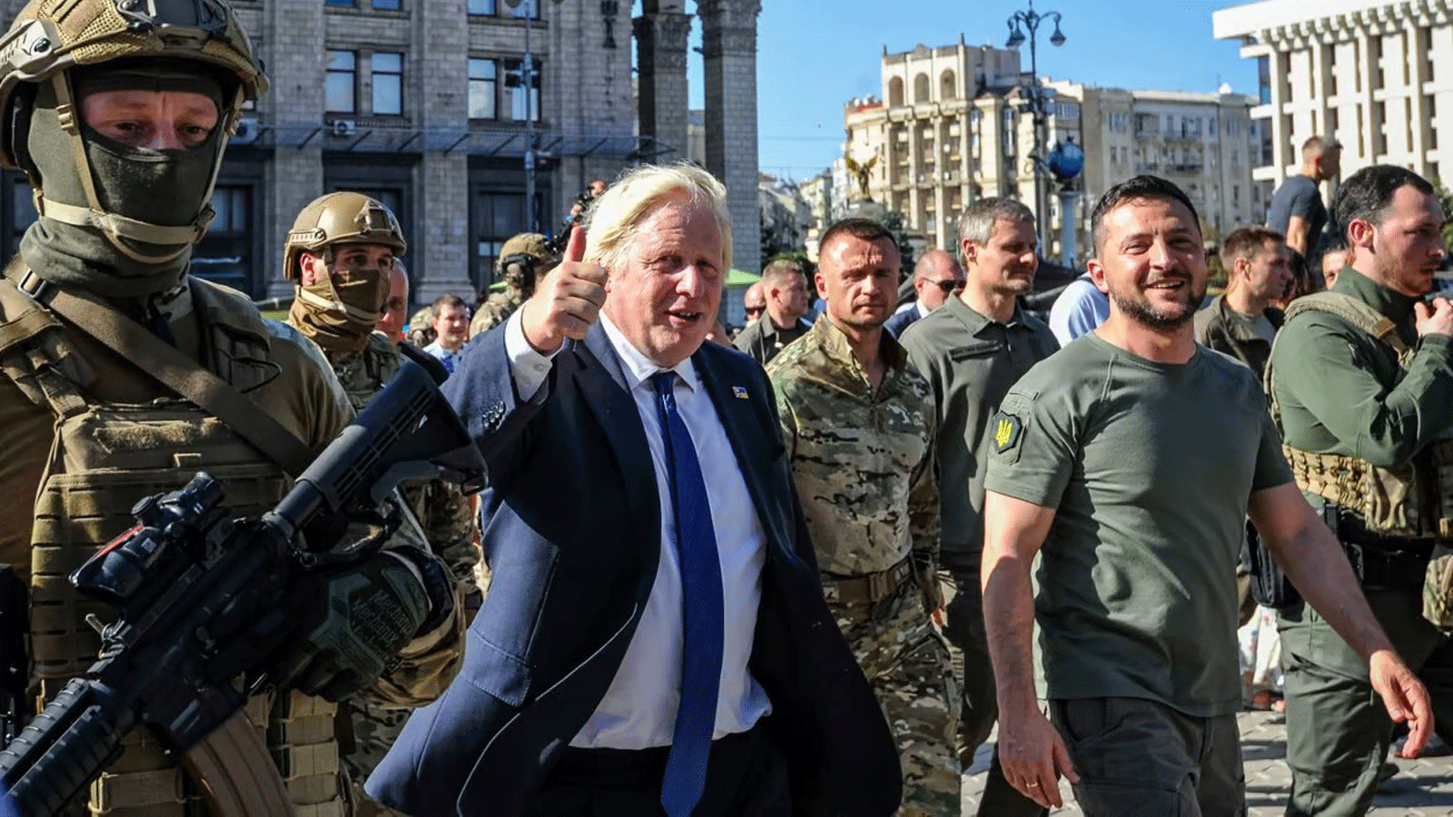 جونسون خلال زيارة سابقة إلى كييف حين كان رئيسا للوزراء