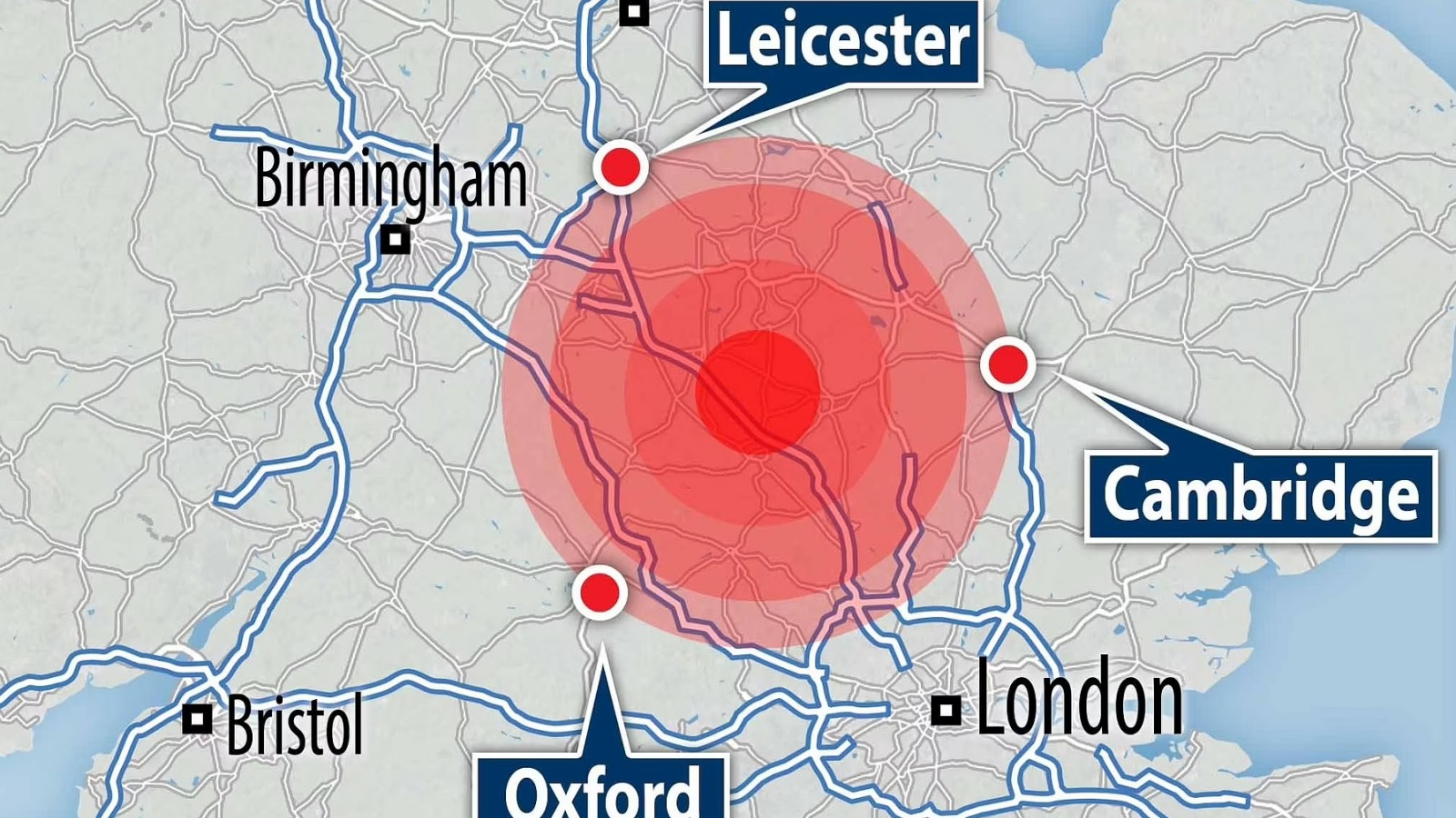خريطة للمنطقة التي سُمع فيها صوت الانفجار الضخم 