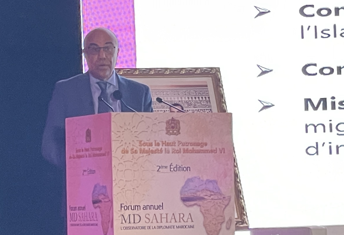 عبد اللطيف ميراوي وزير التعليم العالي المغربي يلقي مداخلته في منتدى الداخلة